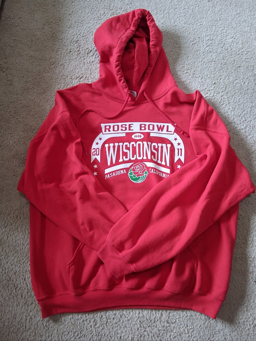 2011 Wisconsin Badgers Rose Bowl Pasadena Red Hoodie Size XL